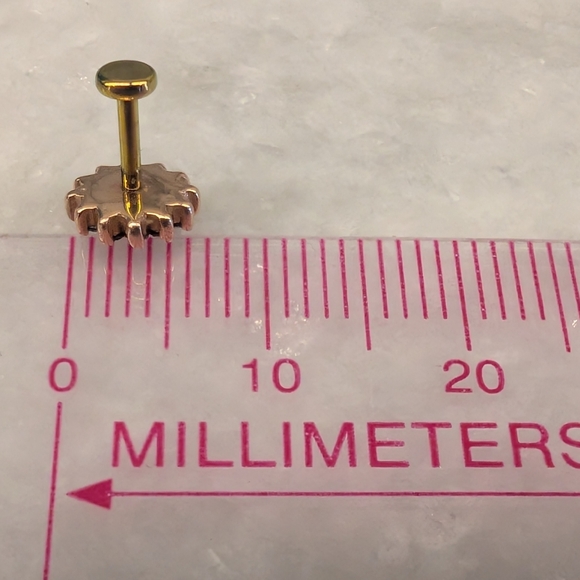 **SOLD** BVLA Rose Gold "The Rose" 6mm Threaded Opal/Black Diamond Stud - Picture 4 of 8